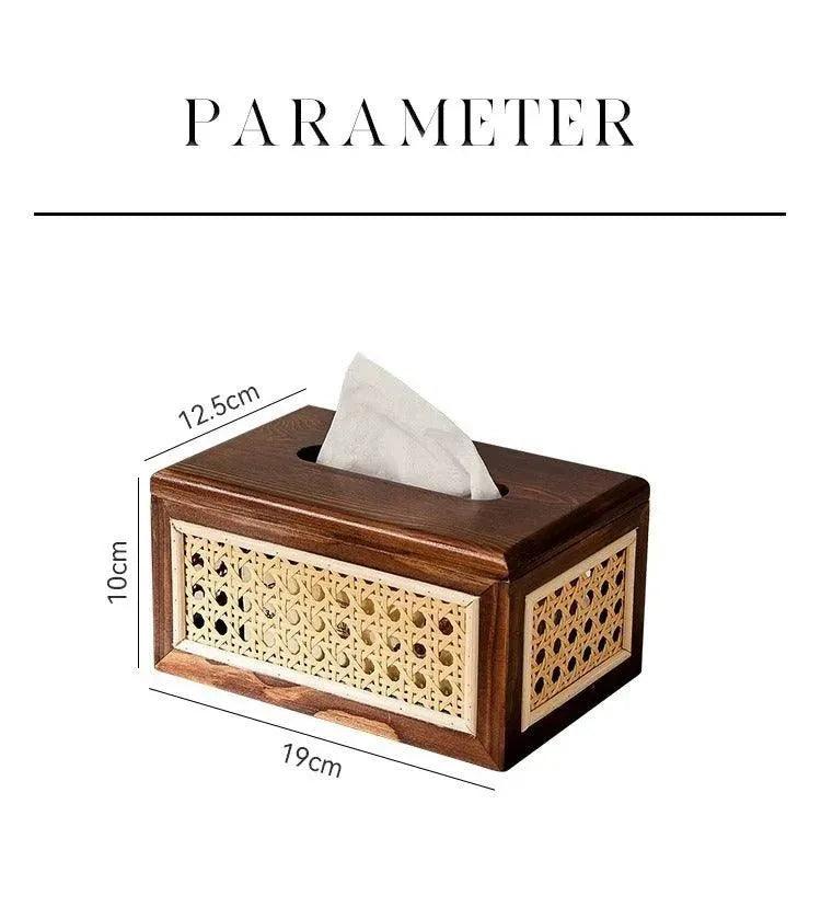 Nordic Rattan Tissue Box organizer │ Modern Japandi Napkin Holder Container Case - Besontique Home