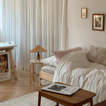 Nordic Retro Pleated Table Light │ Modern Medieval style Wood Bedside Lamp - Besontique Home