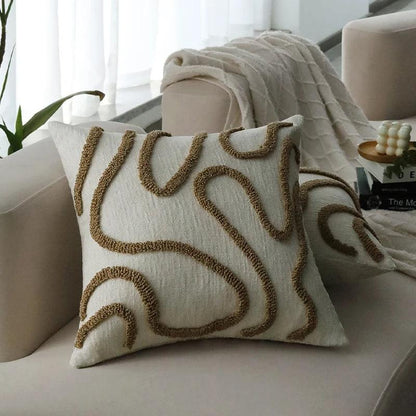 Nordic Simple Line Chenille Cushion Cover │ Minimal Tufted Throw Pillow Covers - Besontique Home