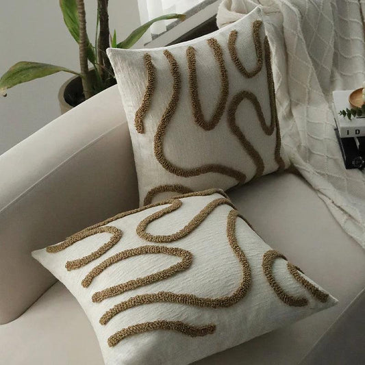 Nordic Simple Line Chenille Cushion Cover │ Minimal Tufted Throw Pillow Covers - Besontique Home