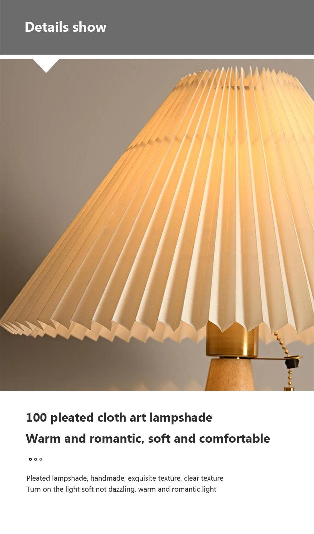 Nordic Solid Retro Pleated Table Lamp Light │ Wood Vintage Design Lighting For Home Decoration - Besontique Home