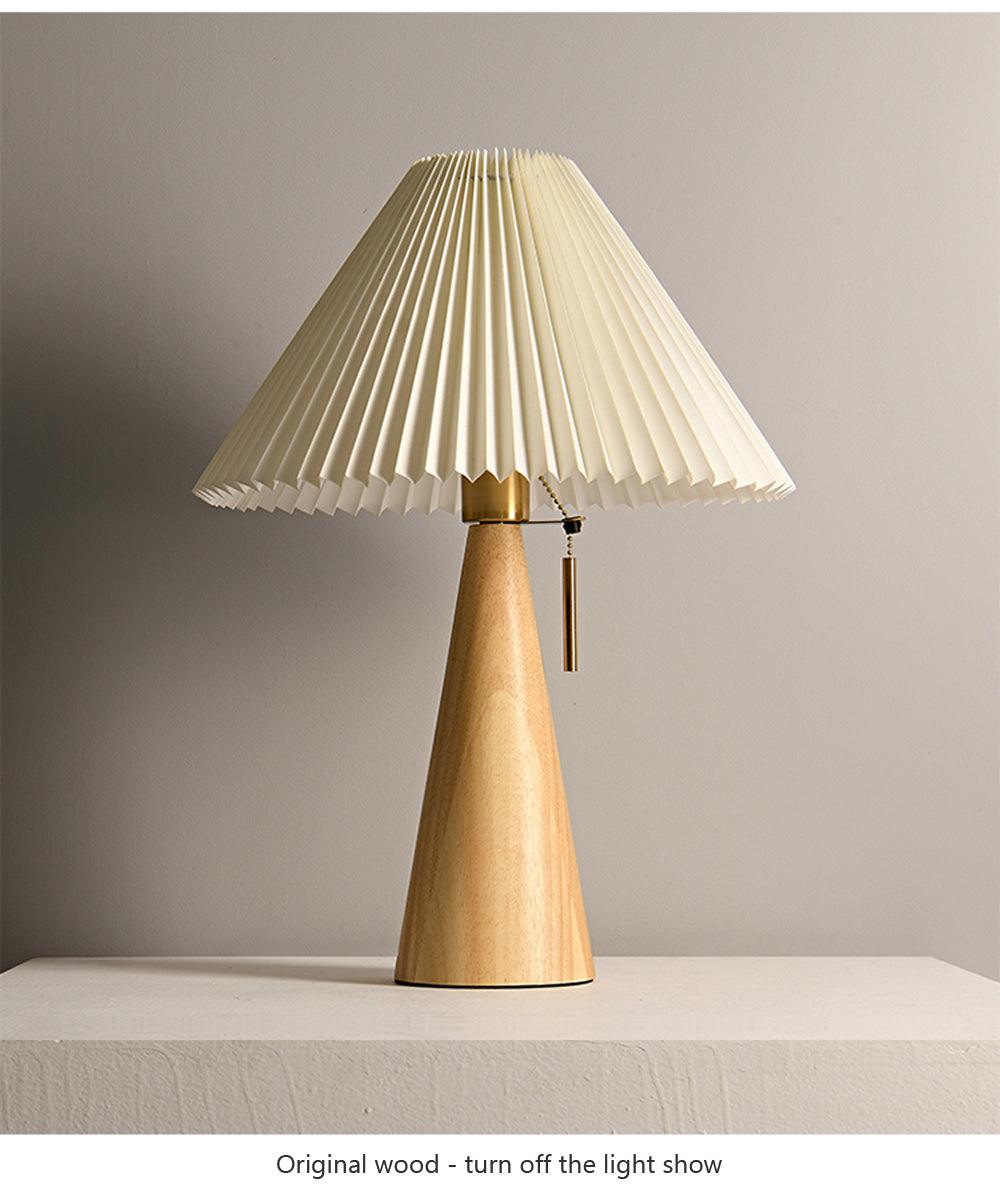Nordic Solid Retro Pleated Table Lamp Lights │ Wood Vintage Design Table Lamp Lighting For Home Decoration - Besontique