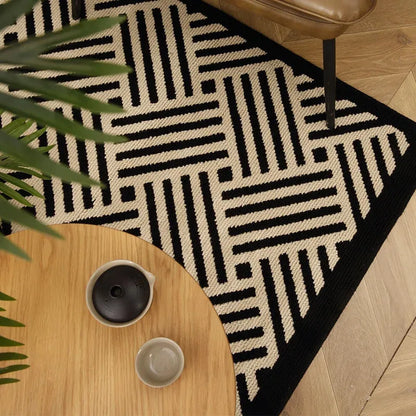 Nordic Style Black White Geometric Bedroom Floor Mat │ Classic Stripe Anti-slip Rug Doormat - Besontique