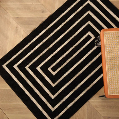 Nordic Style Black White Geometric Bedroom Floor Mat │ Classic Stripe Anti-slip Rug Doormat - Besontique