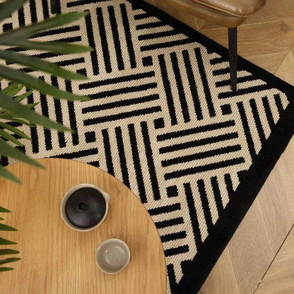 Nordic Style Black White Geometric Bedroom Floor Mat │ Classic Stripe Anti-slip Rug Doormat - Besontique Home