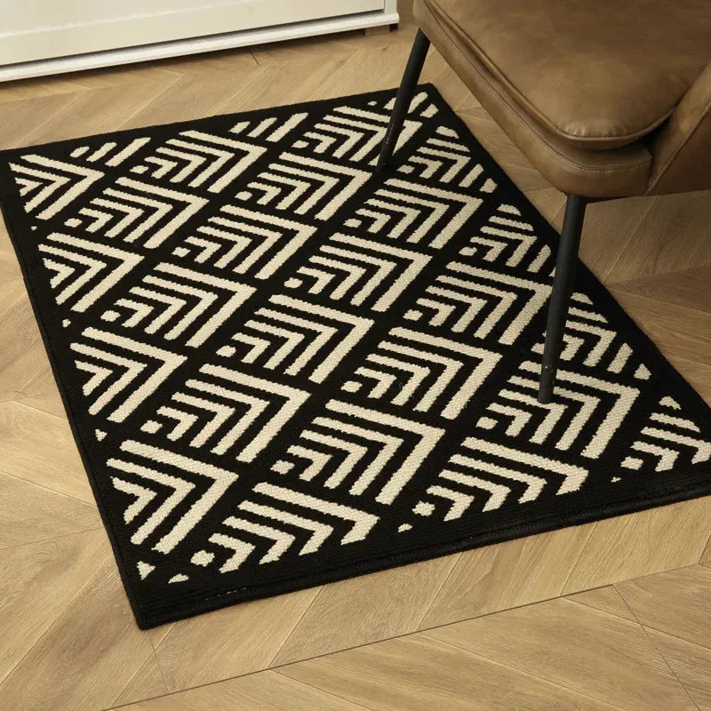 Nordic Style Black White Geometric Bedroom Floor Mat │ Classic Stripe Anti-slip Rug Doormat - Besontique Home