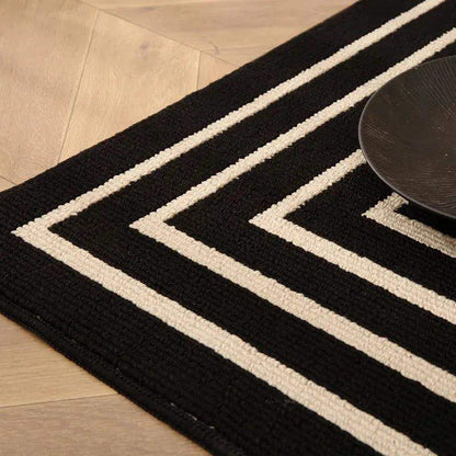 Nordic Style Black White Geometric Bedroom Floor Mat │ Classic Stripe Anti-slip Rug Doormat - Besontique Home