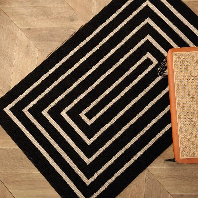 Nordic Style Black White Geometric Bedroom Floor Mat │ Classic Stripe Anti-slip Rug Doormat - Besontique Home