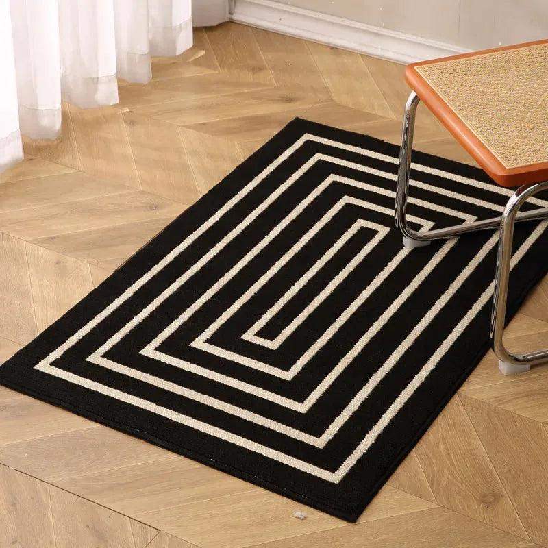 Nordic Style Black White Geometric Bedroom Floor Mat │ Classic Stripe Anti-slip Rug Doormat - Besontique Home
