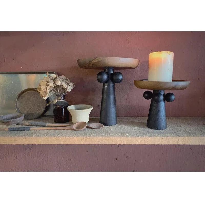 Nordic Style High Foot Solid Wooden Tray │ Modern Vintage Home Decorative Ornaments Organizer - Besontique Home