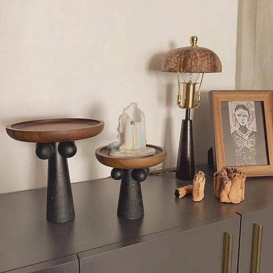 Nordic Style High Foot Solid Wooden Tray │ Modern Vintage Home Decorative Ornaments Organizer - Besontique Home