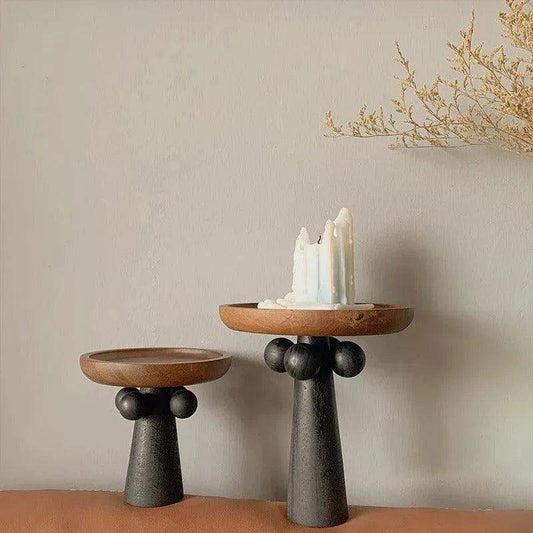 Nordic Style High Foot Solid Wooden Tray │ Modern Vintage Home Decorative Ornaments Organizer - Besontique Home