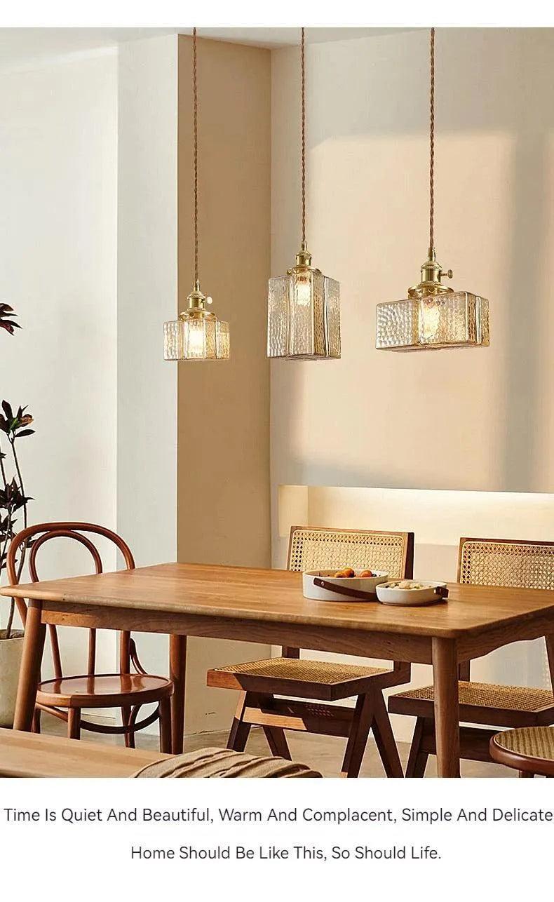 Nordic Vintage Glass Pendant Ceiling Lamp Lighting │ Modern Dining Table Chandeliers Hanging Light - Besontique Home