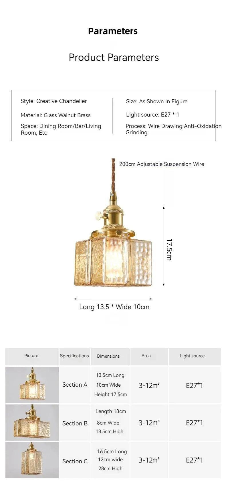 Nordic Vintage Glass Pendant Ceiling Lamp Lighting │ Modern Dining Table Chandeliers Hanging Light - Besontique Home