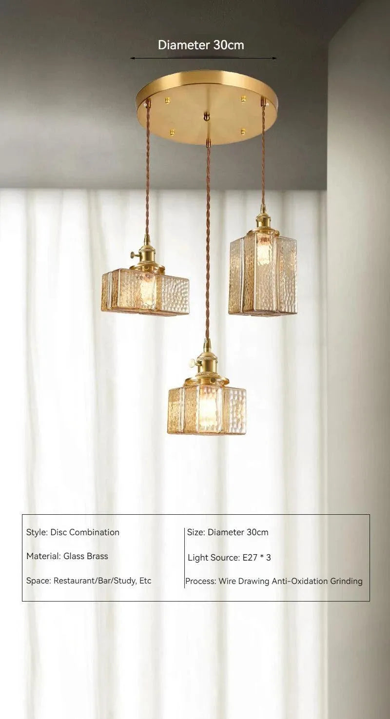 Nordic Vintage Glass Pendant Ceiling Lamp Lighting │ Modern Dining Table Chandeliers Hanging Light - Besontique Home