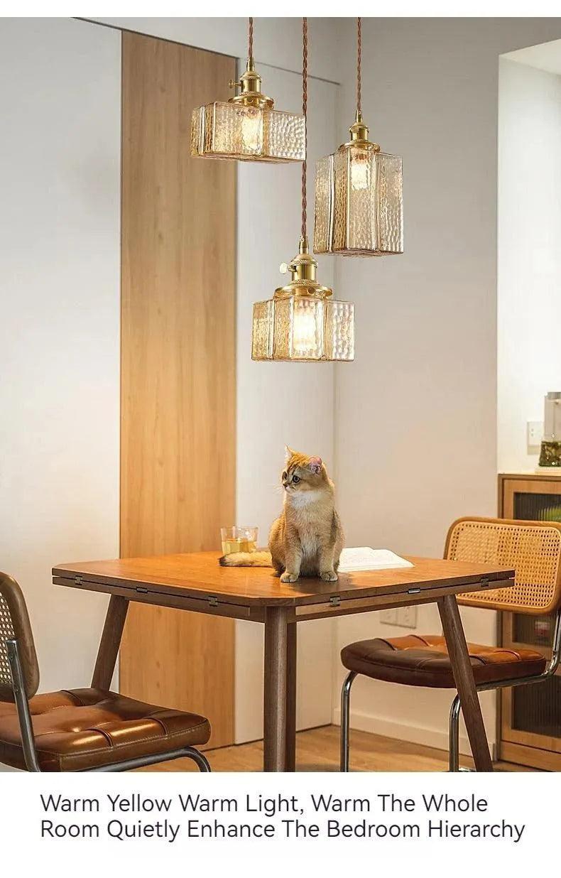 Nordic Vintage Glass Pendant Ceiling Lamp Lighting │ Modern Dining Table Chandeliers Hanging Light - Besontique Home