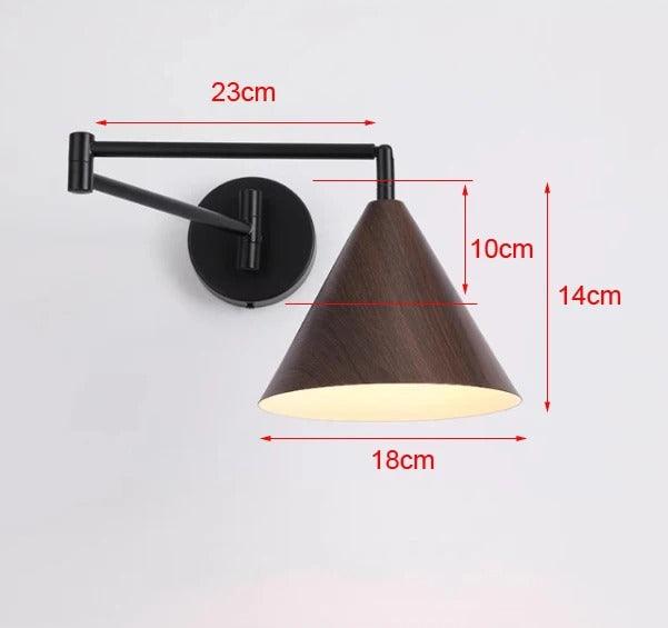 Nordic Wood Grain Wall Lighting Lamp │ Modern Retro Retractable Foldable Bedside Wall Mounted Light - Besontique