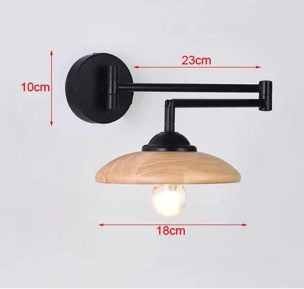 Nordic Wood Grain Wall Lighting Lamp │ Modern Retro Retractable Foldable Bedside Wall Mounted Light - Besontique Home