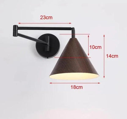 Nordic Wood Grain Wall Lighting Lamp │ Modern Retro Retractable Foldable Bedside Wall Mounted Light - Besontique Home