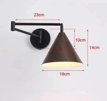 Nordic Wood Grain Wall Lighting Lamp │ Modern Retro Retractable Foldable Bedside Wall Mounted Light - Besontique Home