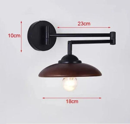Nordic Wood Grain Wall Lighting Lamp │ Modern Retro Retractable Foldable Bedside Wall Mounted Light - Besontique Home