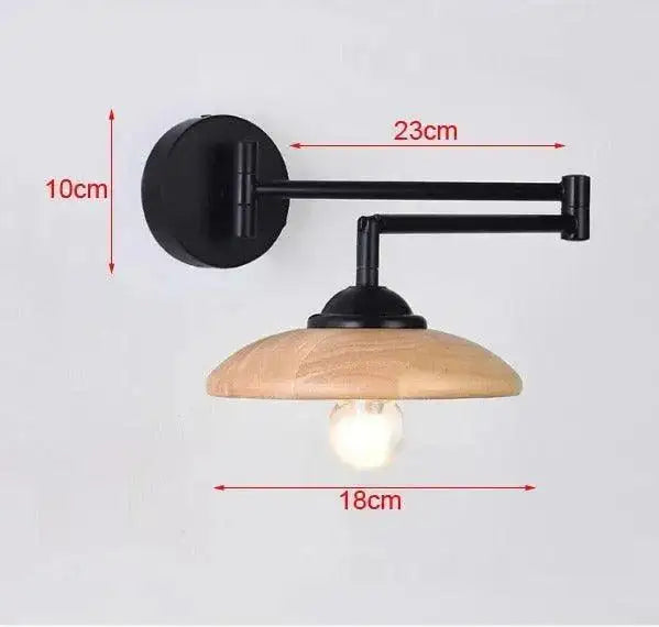 Nordic Wood Grain Wall Lighting Lamp │ Modern Retro Retractable Foldable Bedside Wall Mounted Light - Besontique Home