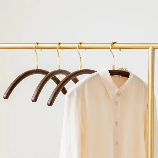 Premium Half-Round Design Wood Clothes Hanger │ Modern Retro Wooden Wardrobe Clothing Organizer - Besontique Home