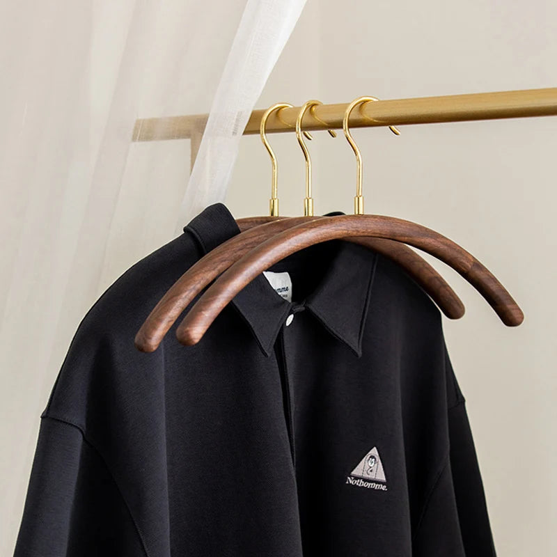Premium Half-Round Design Wood Clothes Hanger │ Modern Retro Wooden Wardrobe Clothing Organizer - Besontique Home