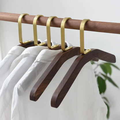 Premium Wood Gold Metal Hook Coat Clothes Hanger │ Modern Retro Wooden Wardrobe Clothing Organizer - Besontique Home