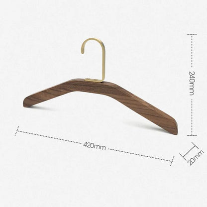 Premium Wood Gold Metal Hook Coat Clothes Hanger │ Modern Retro Wooden Wardrobe Clothing Organizer - Besontique Home