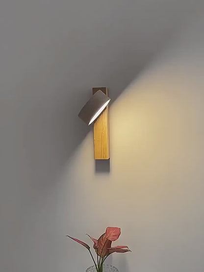 Japandi Natural Stone Wood Wall Lighting With Pull Switch │ Modern Vintage Style Round LED Sconce Wall Light