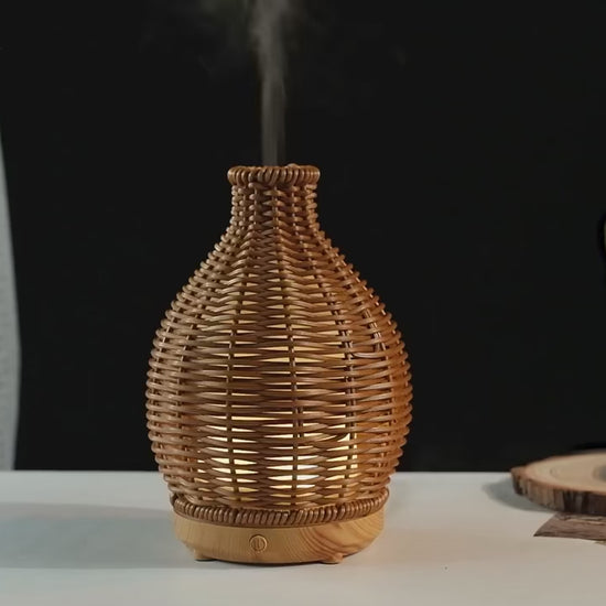Wood Ratten Vase Shape Humidifier │ Modern Boho Home Fragrance Essential Oil Diffuser Besontique Home Decor Ornaments