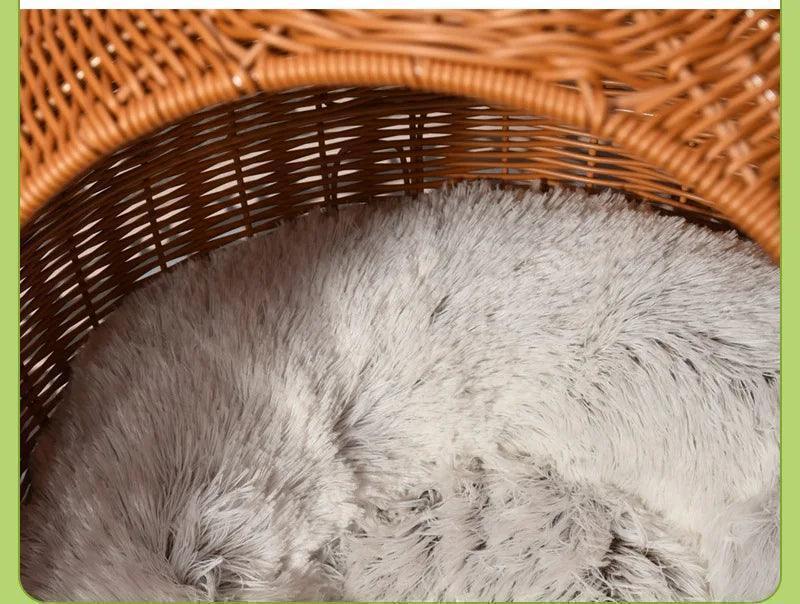 Rattan Cat Nest Hanging Basket | Pet-Friendly Pet Hammock Cat Dog Furniture - Besontique Home