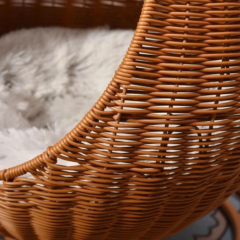 Rattan Cat Nest Hanging Basket | Pet-Friendly Pet Hammock Cat Dog Furniture - Besontique Home