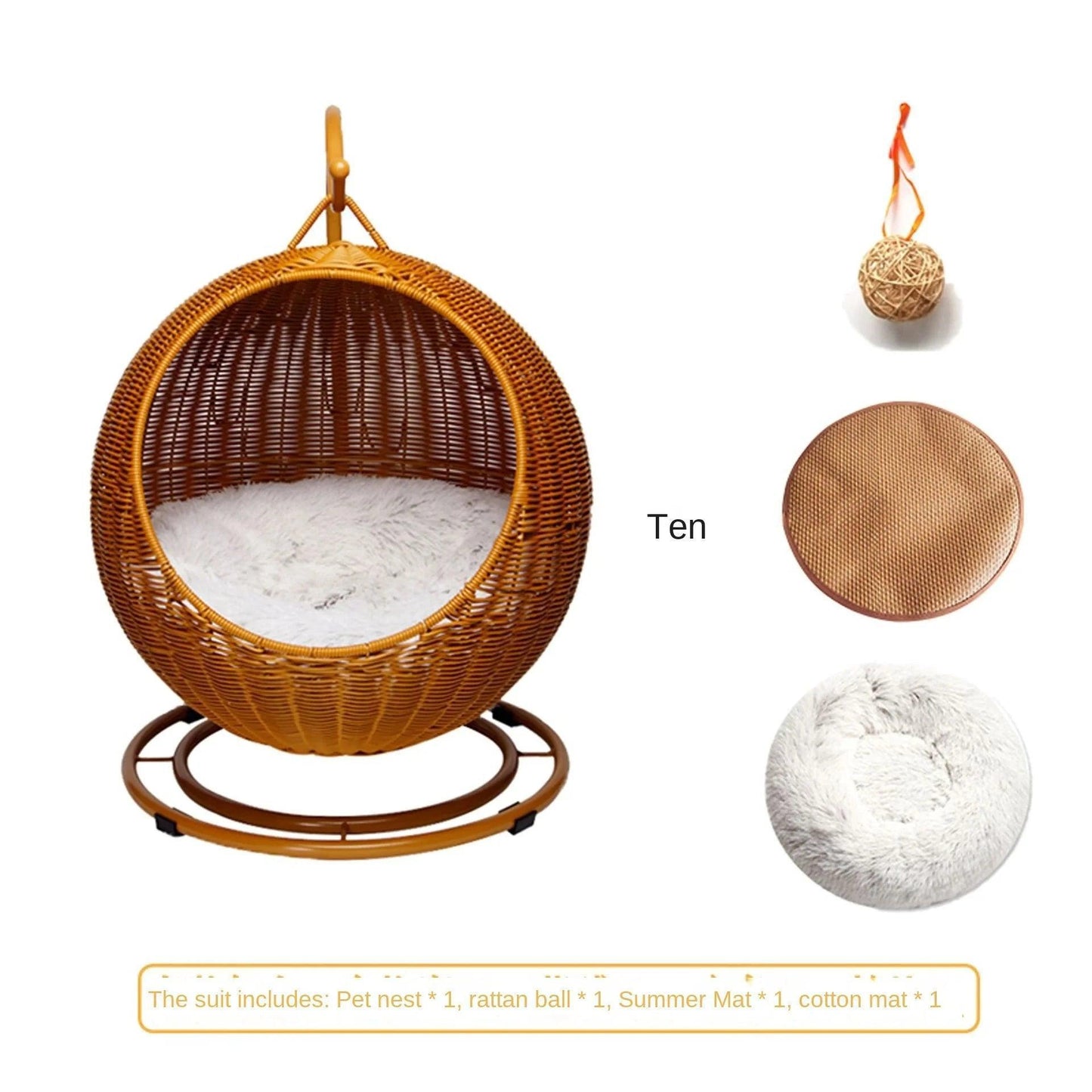 Rattan Cat Nest Hanging Basket | Pet-Friendly Pet Hammock Cat Dog Furniture - Besontique Home