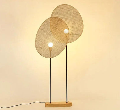 Rattan Weaving Japandi Floor Lamp │ Modern Vintage Home Mood Tall Stand Light - Besontique Home