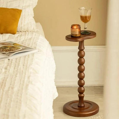 Retro Solid Wood Small Side Table │ Round Medieval Solid Wood Small Coffee Table Furniture - Besontique Home