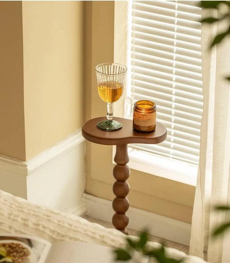 Retro Solid Wood Small Side Table │ Round Medieval Solid Wood Small Coffee Table Furniture - Besontique Home