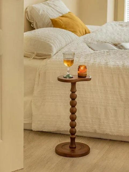 Retro Solid Wood Small Side Table │ Round Medieval Solid Wood Small Coffee Table Furniture - Besontique Home