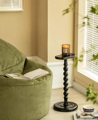 Retro Solid Wood Small Side Table │ Round Medieval Solid Wood Small Coffee Table Furniture - Besontique Home