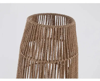 Retro Style Hemp Rope Floor Lamp │ Japandi Rattan Weaving Home Tripod Standing Light - Besontique Home