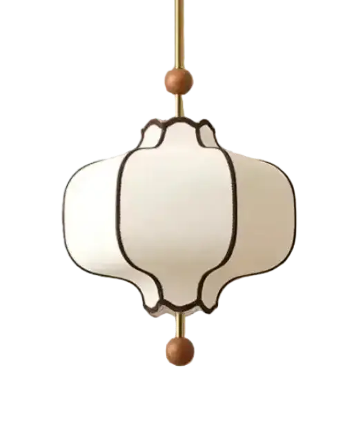 Decorative ceiling light fixture with white glass shade and gold accents on a white background