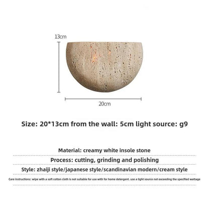 Retro style Semicircle Natural Stone Wall Lighting │ Modern Contemporary Style LED Indoor Wall Mounted Lamp Light - Besontique Home