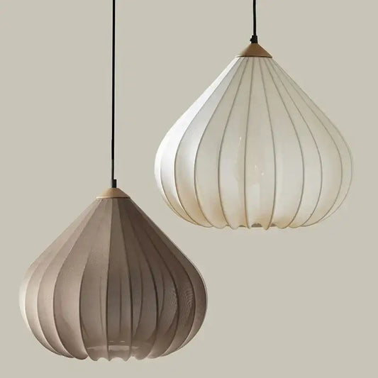 Retro Vintage Fabric Pendant Light – Japandi Art Deco Ceiling Chandelier - Besontique Home