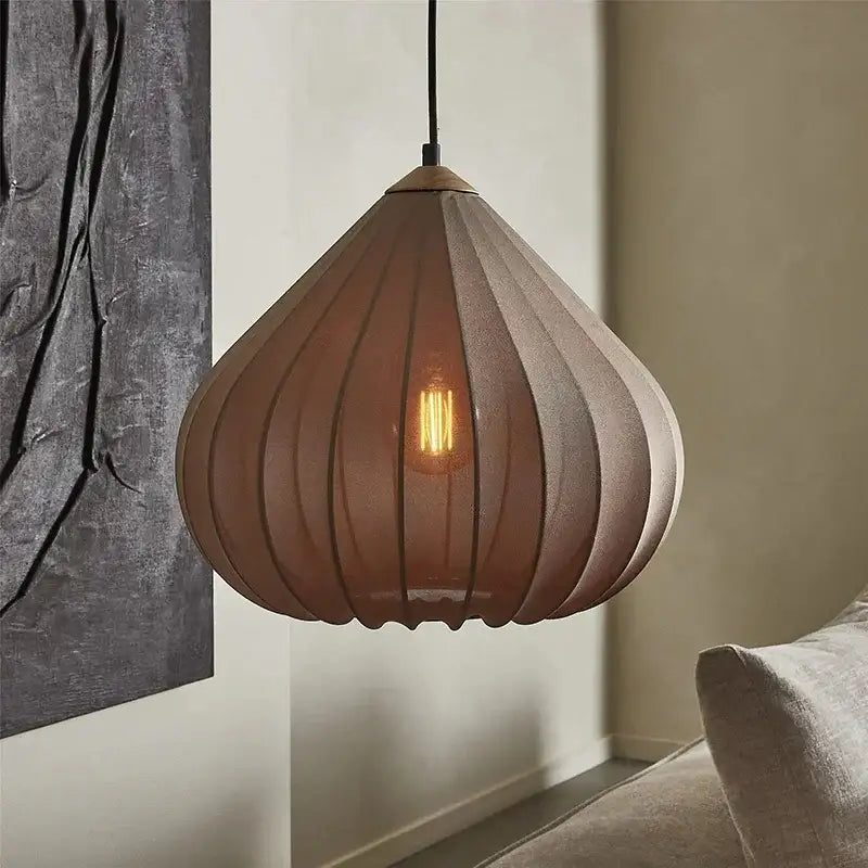 Retro Vintage Fabric Pendant Light – Japandi Art Deco Ceiling Chandelier - Besontique Home
