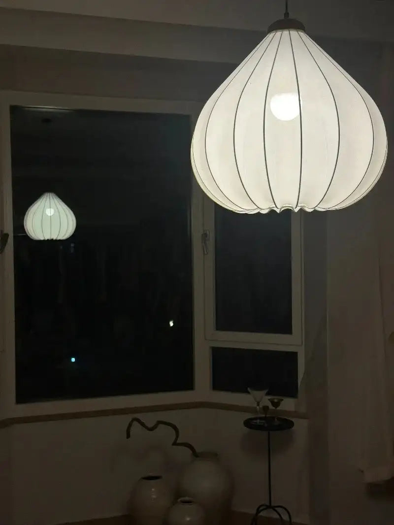 Retro Vintage Fabric Pendant Light – Japandi Art Deco Ceiling Chandelier - Besontique Home
