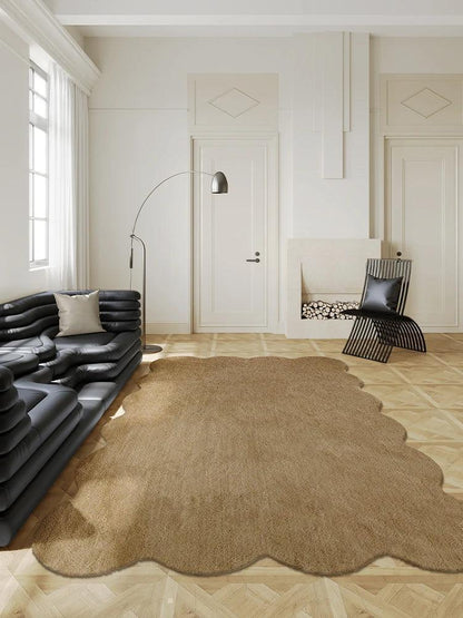 Simple Irregular Solid Color Rug Carpet │ Modern style Plush Bedroom Living room Floor Mat - Besontique Home