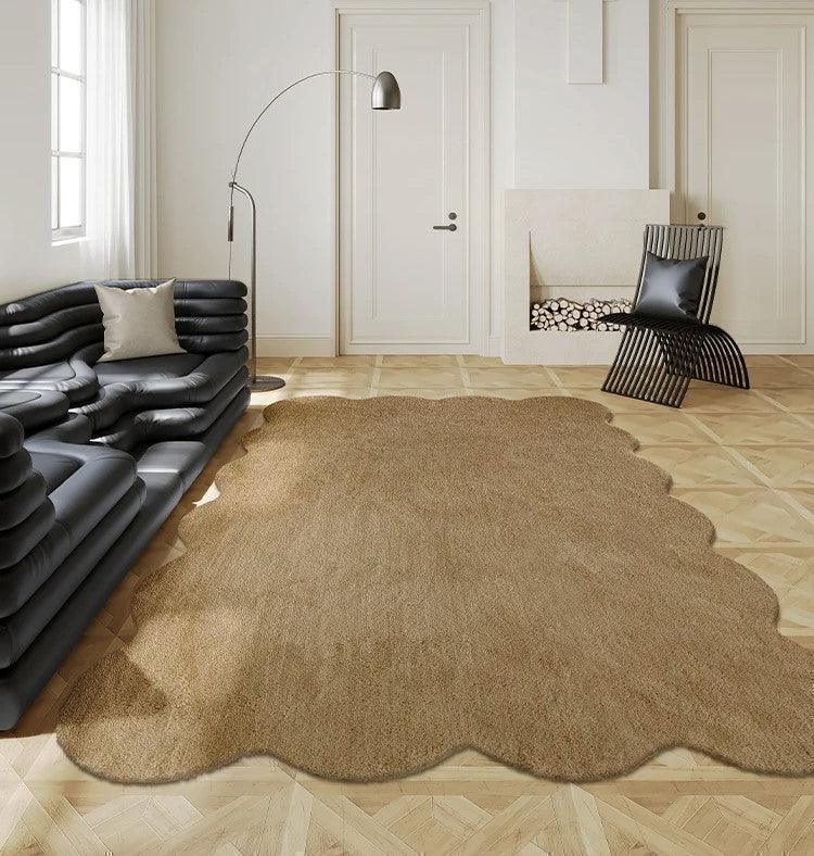 Simple Irregular Solid Color Rug Carpet │ Modern style Plush Bedroom Living room Floor Mat - Besontique Home