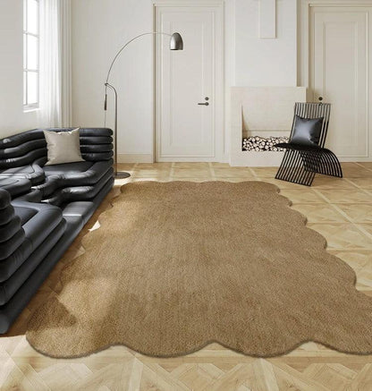 Simple Irregular Solid Color Rug Carpet │ Modern style Plush Bedroom Living room Floor Mat - Besontique Home