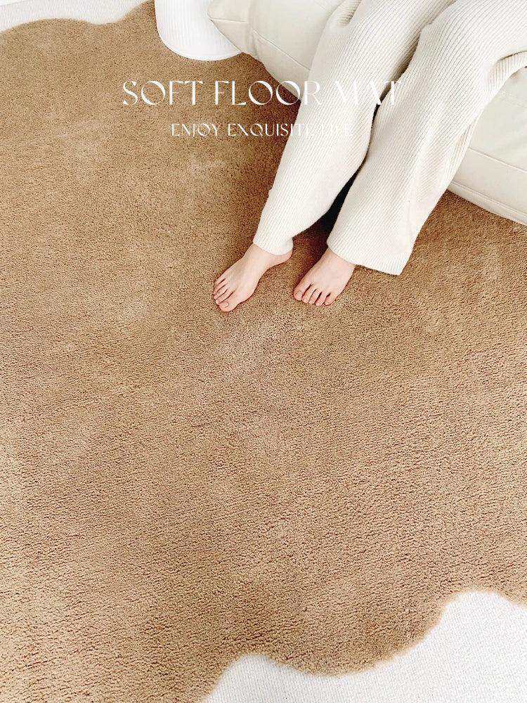 Simple Irregular Solid Color Rug Carpet │ Modern style Plush Bedroom Living room Floor Mat - Besontique Home